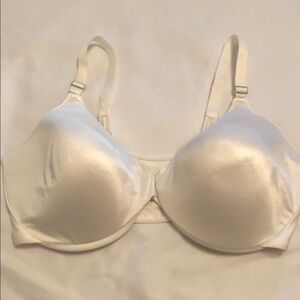 Playtex Satin Full-Coverage Padded Front Closure White Bra Size 44DD Style 4911